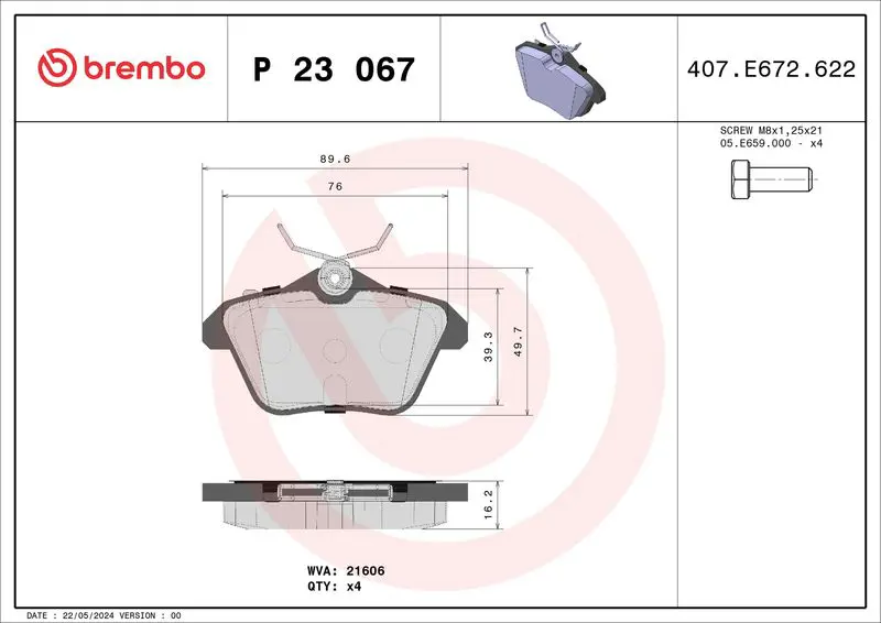 BREMBO P23067 Колодки дисковые з.\ Alfa 156