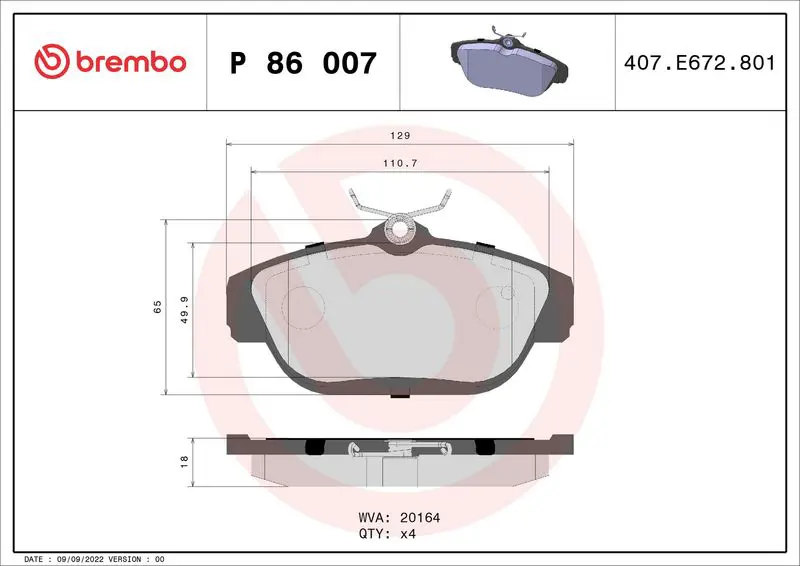 BREMBO P86007 Комплект тормозных колодок