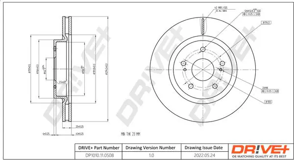 Drive+ DP1010110508 Тормозной диск