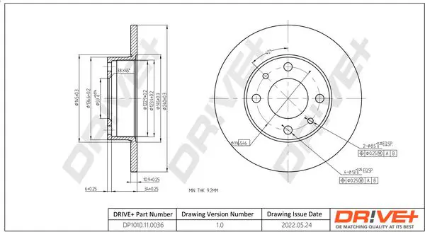 Drive+ DP1010110036 Тормозной диск