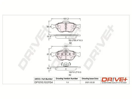 Drive+ DP1010100154 Комплект тормозных колодок,