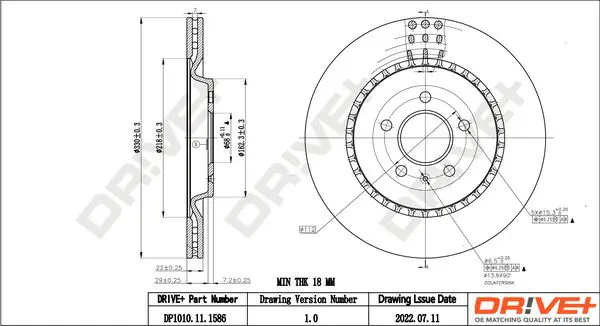 Drive+ DP1010111586 Тормозной диск