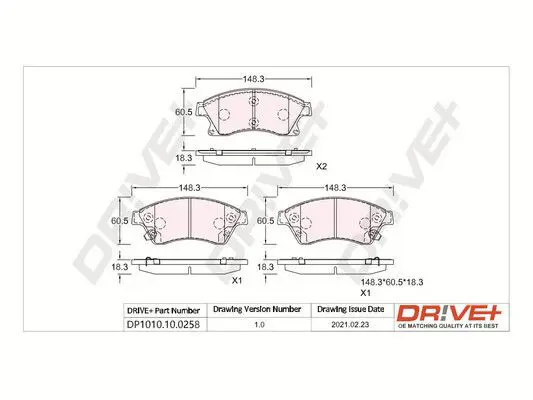 Drive+ DP1010100258 Комплект тормозных колодок,