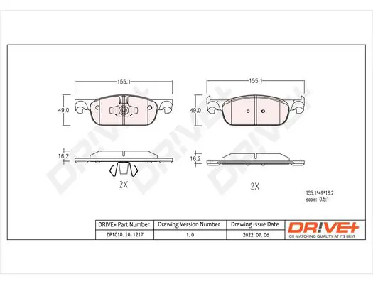 Drive+ DP1010101217 Комплект тормозных колодок,