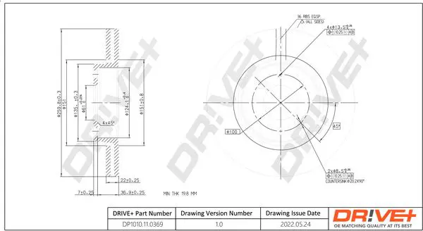 Drive+ DP1010110369 Тормозной диск