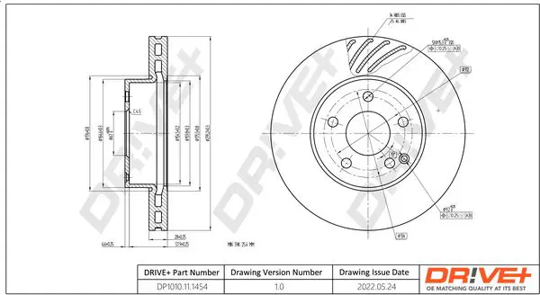 Drive+ DP1010111454 Тормозной диск
