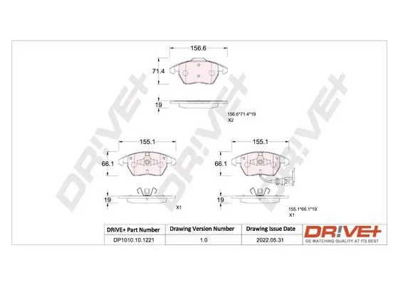Drive+ DP1010101221 Brake Pad Set, disc brake