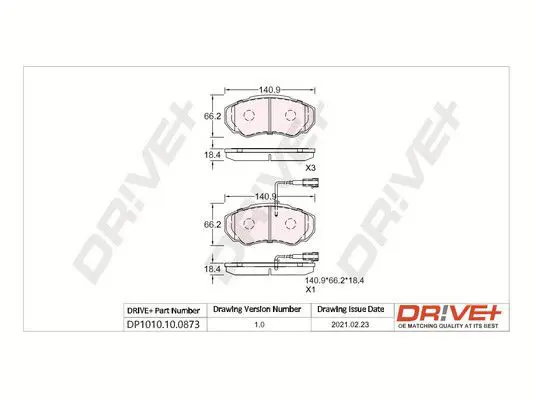 Drive+ DP1010100873 Комплект тормозных колодок,