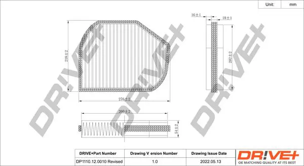 Drive+ DP1110120010 Фильтр, воздух во внутренном
