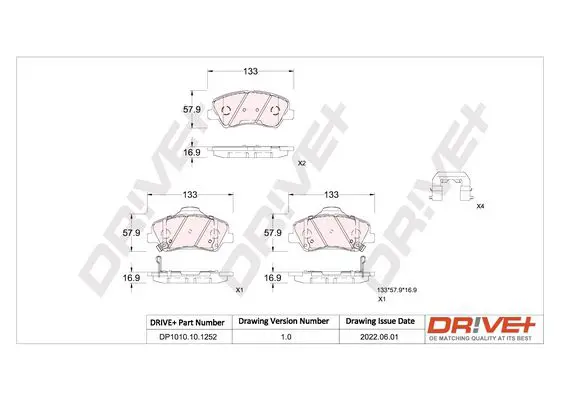 Drive+ DP1010101252 Brake Pad Set, disc brake