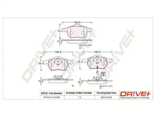 Drive+ DP1010100830 Комплект тормозных колодок,