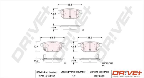 Drive+ DP1010100742 Комплект тормозных колодок,