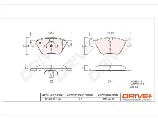Drive+ DP1010101106 Комплект тормозных колодок,