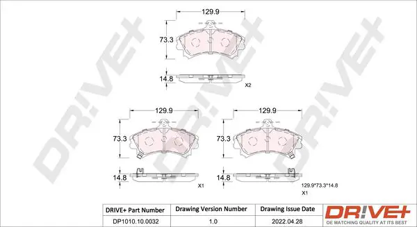 Drive+ DP1010100032 Комплект тормозных колодок,