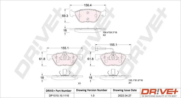Drive+ DP1010101116 Комплект тормозных колодок,