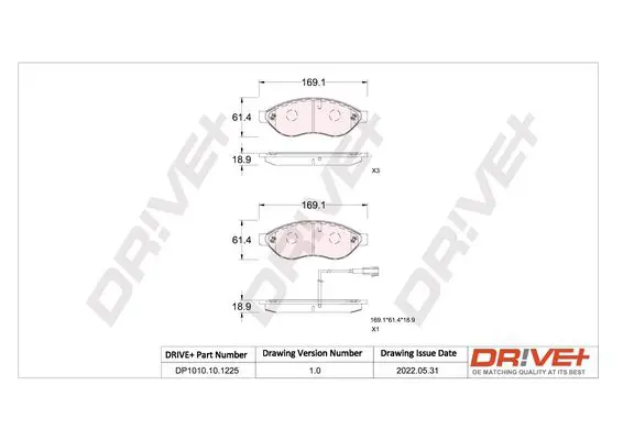 Drive+ DP1010101225 Brake Pad Set, disc brake