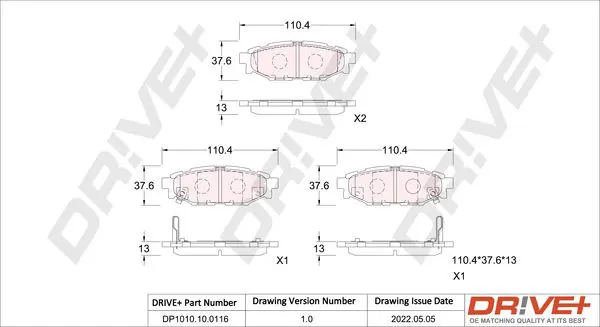 Drive+ DP1010100116 Комплект тормозных колодок,