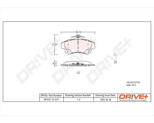 Drive+ DP1010100171 Комплект тормозных колодок,