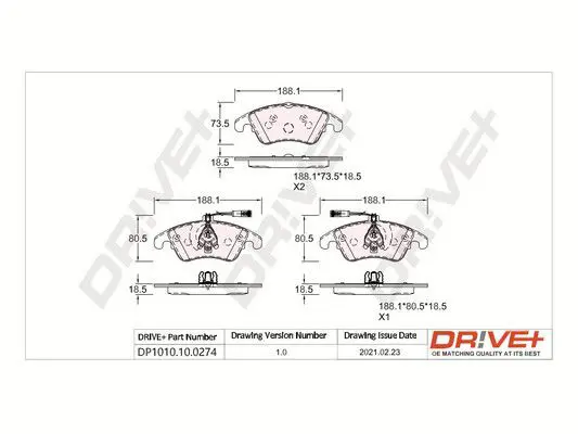 Drive+ DP1010100274 Комплект тормозных колодок,