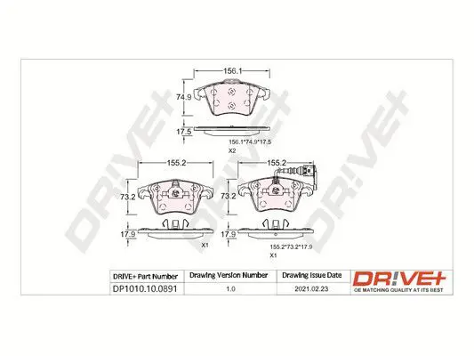 Drive+ DP1010100891 Комплект тормозных колодок,