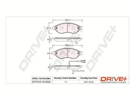 Drive+ DP1010100908 Комплект тормозных колодок,