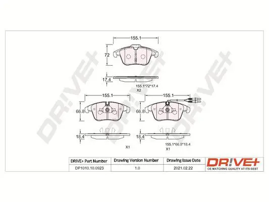 Drive+ DP1010100923 Комплект тормозных колодок,