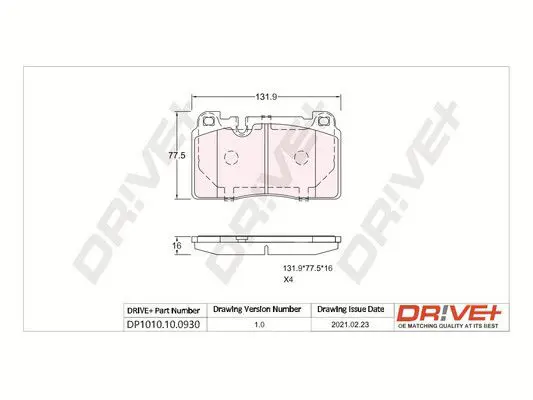 Drive+ DP1010100930 Комплект тормозных колодок,