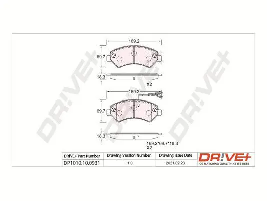 Drive+ DP1010100931 Комплект тормозных колодок,