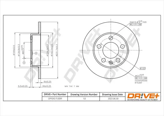 Drive+ DP1010110091 Тормозной диск