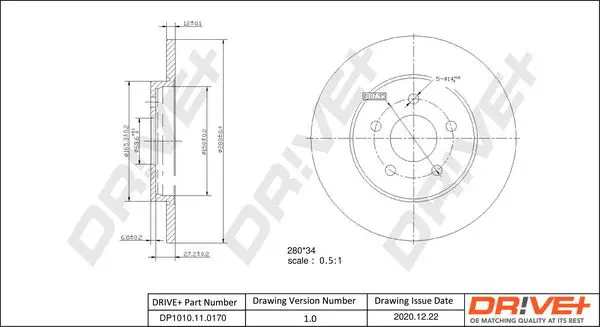 Drive+ DP1010110170 Тормозной диск