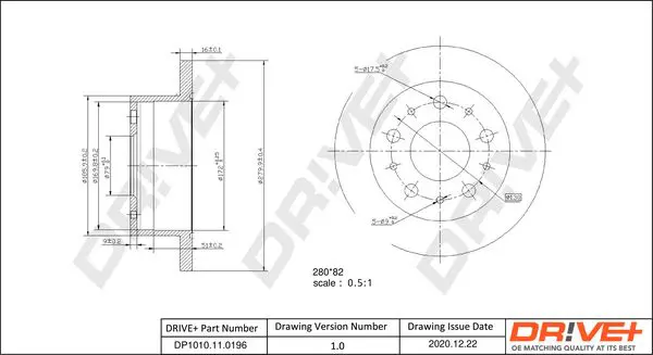 Drive+ DP1010110196 Тормозной диск