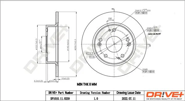 Drive+ DP1010110259 Тормозной диск