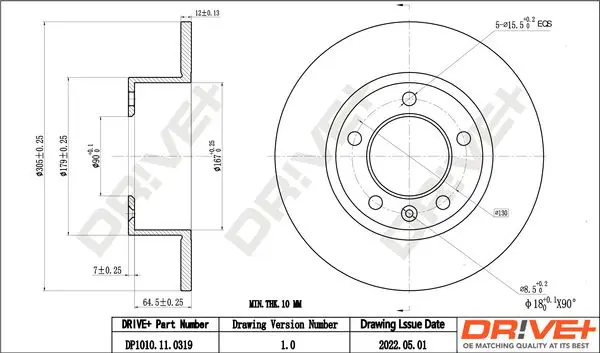 Drive+ DP1010110319 Тормозной диск