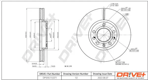 Drive+ DP1010110371 Тормозной диск