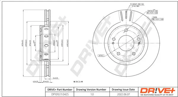 Drive+ DP1010110425 Тормозной диск