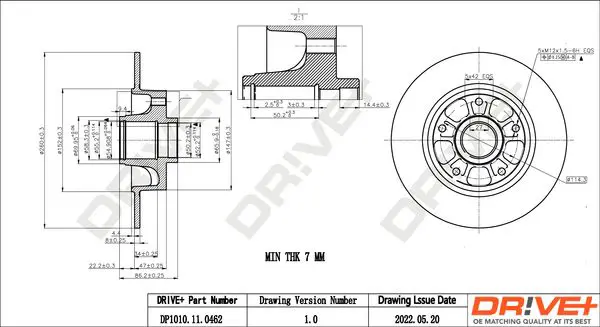 Drive+ DP1010110462 Тормозной диск