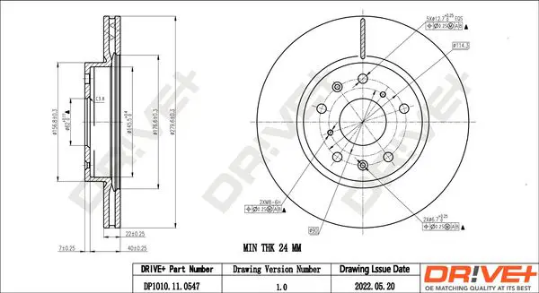 Drive+ DP1010110547 Тормозной диск