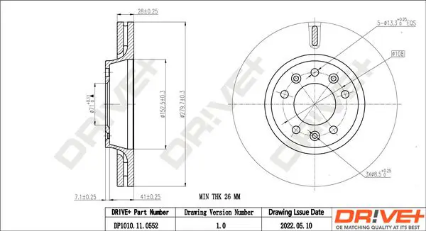 Drive+ DP1010110552 Тормозной диск