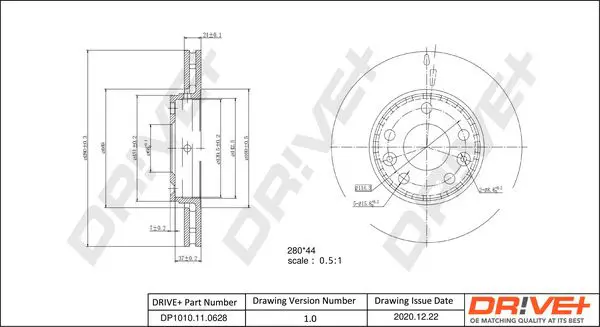 Drive+ DP1010110628 Тормозной диск