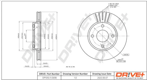 Drive+ DP1010110698 Тормозной диск