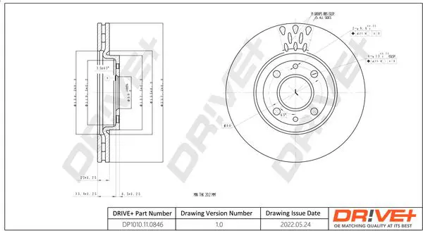 Drive+ DP1010110846 Тормозной диск