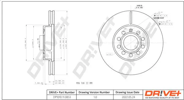 Drive+ DP1010110853 Тормозной диск