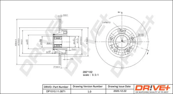 Drive+ DP1010110871 Тормозной диск