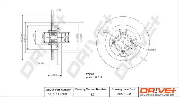 Drive+ DP1010110872 Тормозной диск