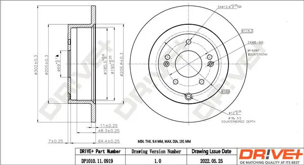 Drive+ DP1010110919 Тормозной диск