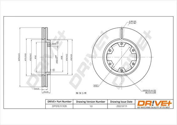 Drive+ DP1010111128 Тормозной диск