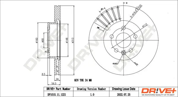 Drive+ DP1010111221 Тормозной диск