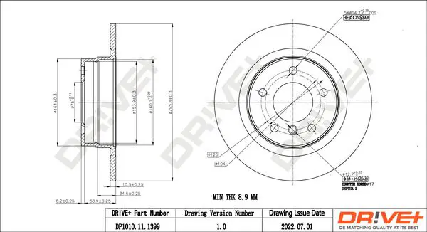 Drive+ DP1010111399 Тормозной диск