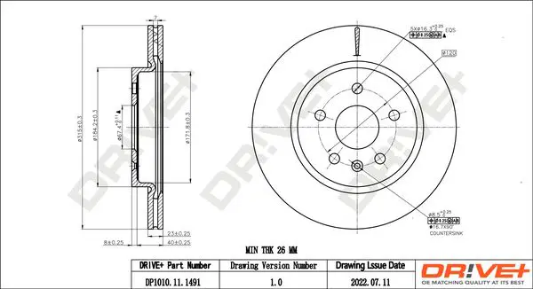 Drive+ DP1010111491 Тормозной диск