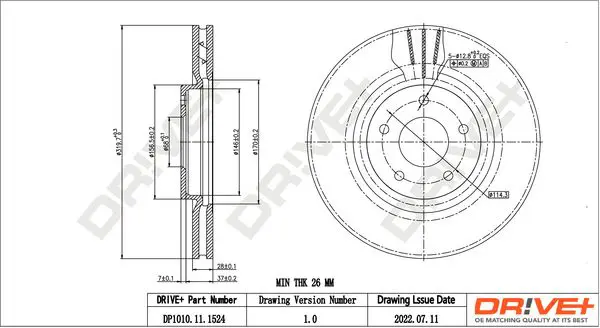 Drive+ DP1010111524 Тормозной диск